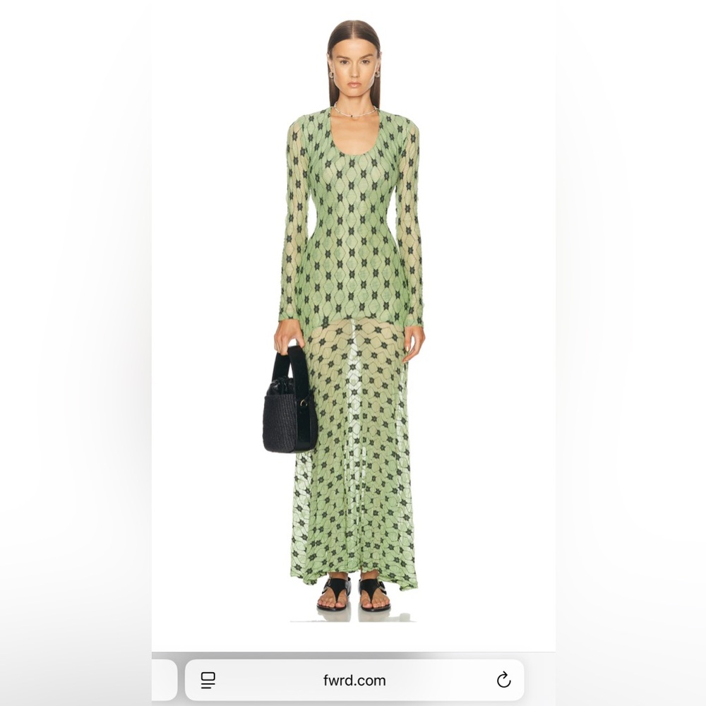 SIEDRES Green Patterned Long Sleeve Dress